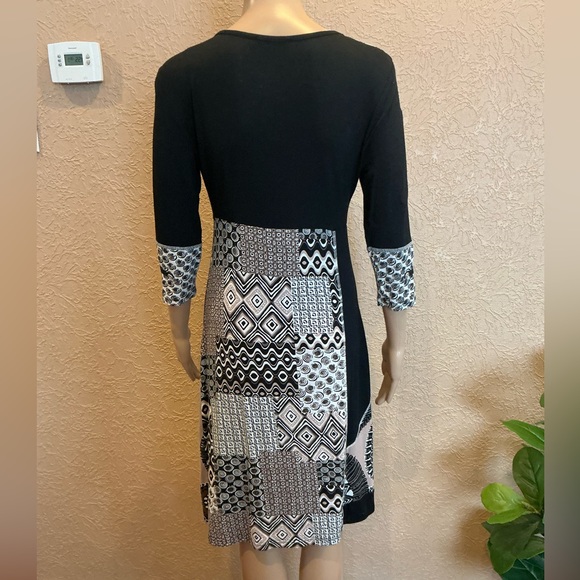 Linea Domani Art-to-Wear Geometric Patchwork Zip Detail Midi Dress - Size S - Picture 5 of 7